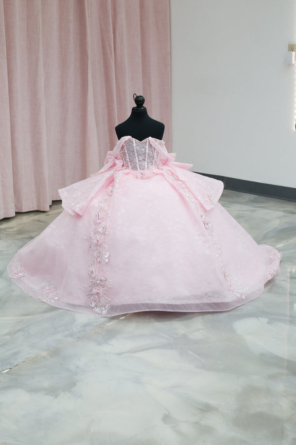 Sweet Pink Corset Mini Quinceañera Gown — girls quinceañera dress at Boutique Moroleón Sacramento