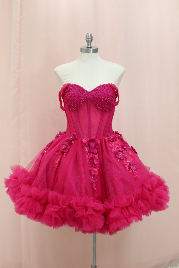 BM1-01 Fuchsia Floral Corset Baile Sorpresa Dress — Baile Sorpresa dress Sacramento CA — Boutique Moroleon