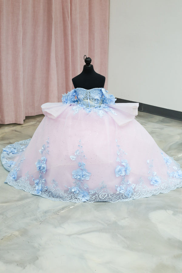 Cotton Candy Skies Mini Quinceañera Gown — girls quinceañera dress at Boutique Moroleón Sacramento