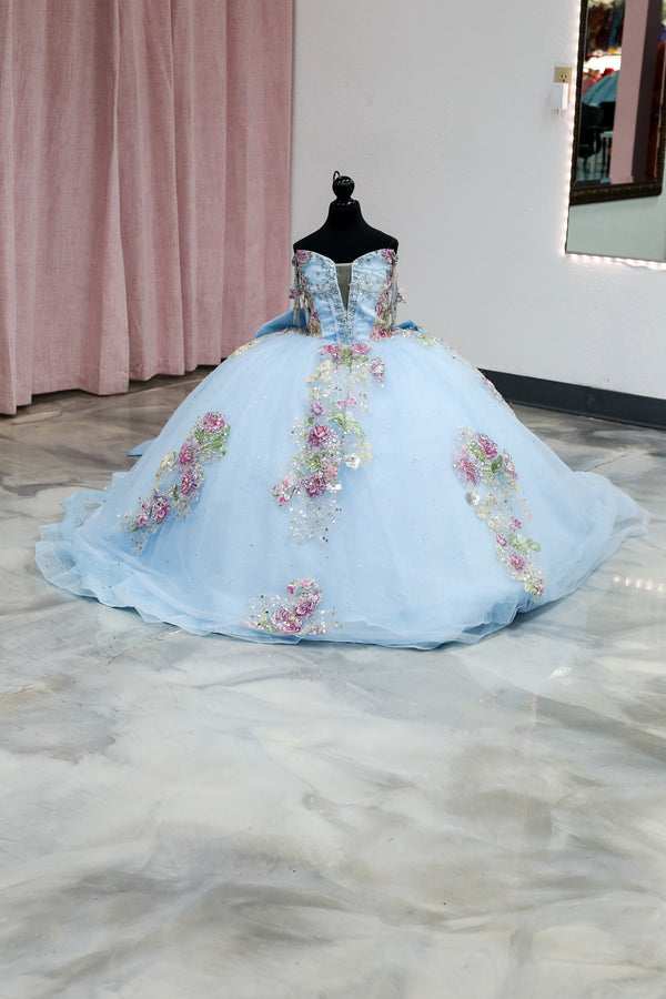 Sky Blossom Mini Quinceañera Gown — girls quinceañera dress at Boutique Moroleón Sacramento