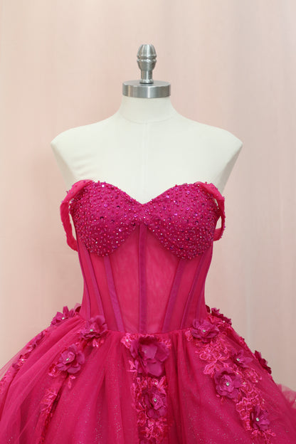 BM1-01 Fuchsia Floral Corset Baile Sorpresa Dress