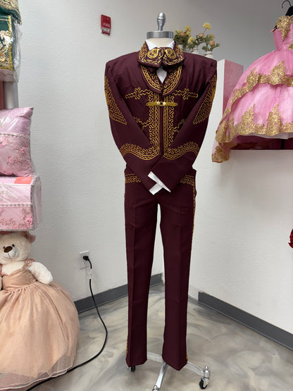 Traje Charro Burgundy Economico