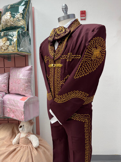 Traje Charro Burgundy Economico