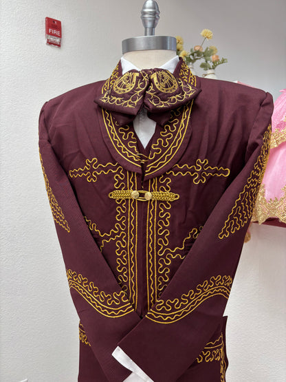 Traje Charro Burgundy Economico