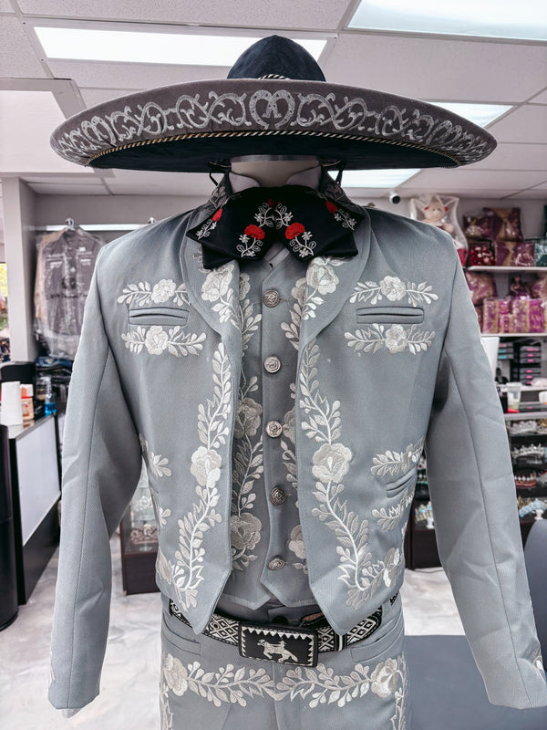 Classic Traje Charro Grey/Silver — Charro suit Sacramento CA — Boutique Moroleon