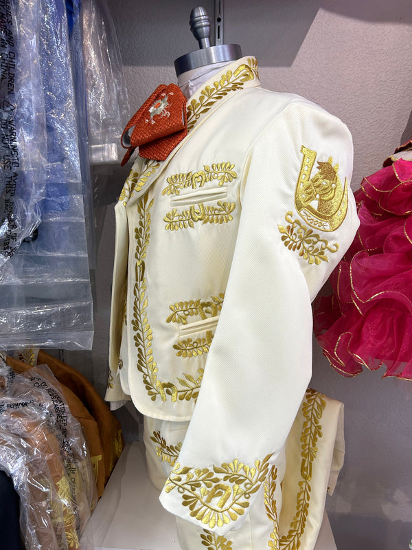 Charro Suit Classic Beige/ Gold — alternate view — Boutique Moroleon Sacramento
