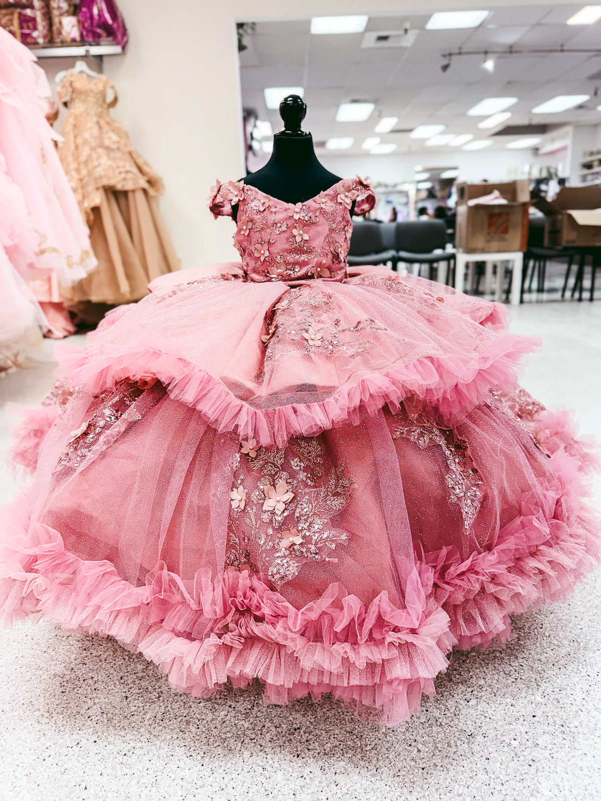 Rose Garden Bow Mini Quinceañera Gown