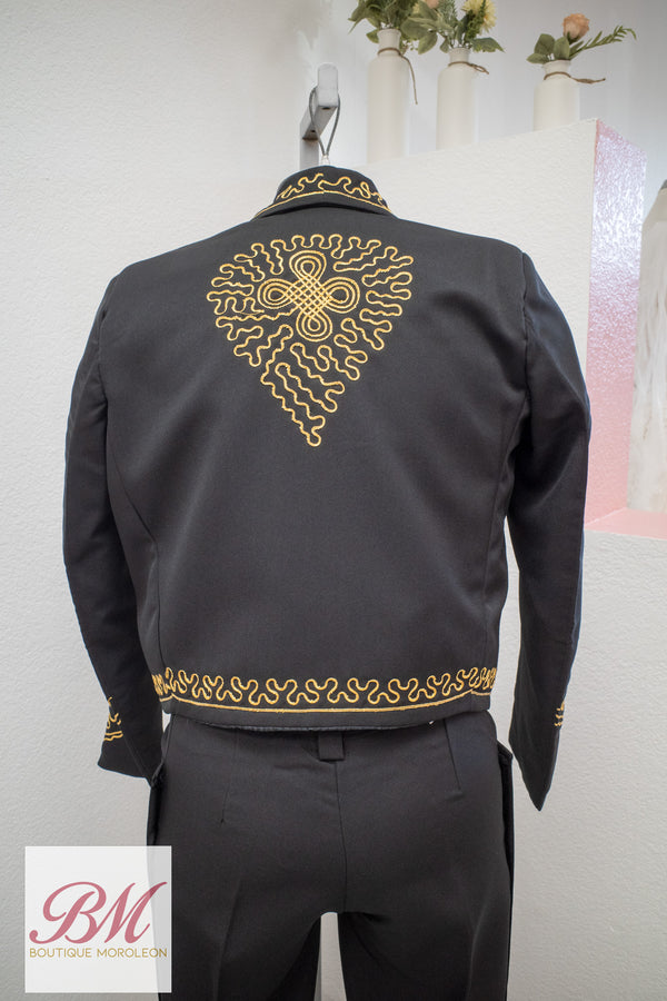Economic Charro Negro with Gold — alternate view — Boutique Moroleon Sacramento