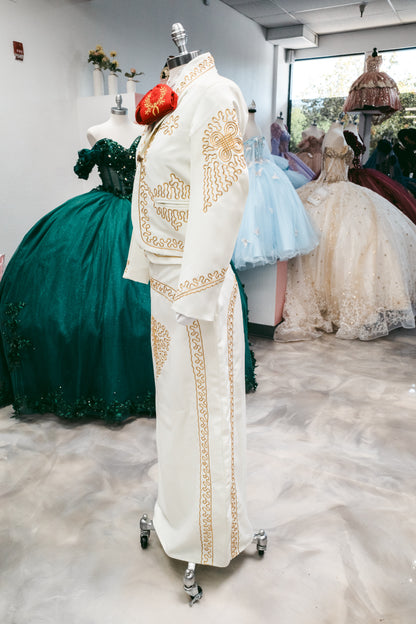 Womens Traje De Charro Cream/Gold